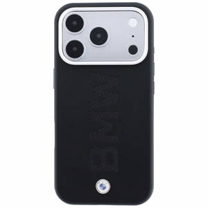 BMW Sign Deboss Quilted Metal Logo MagSafe dėklas, skirtas iPhone 18 Pro Max – tamsiai pilkas