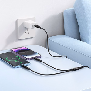 Kabelis 2in1 USB C į USB C+Lightnig Hoco 1 m X123 juodas