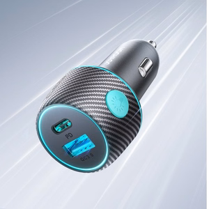 Automobilinis įkroviklis Joyroom „JR-CCN01" juodas 60W (PD20W / USB-C) su LED apšvietimu