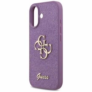 Guess Fixed Glitter Big 4G dėklas telefonui iPhone 17 - violetinis