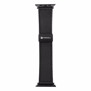 FORCELL F-DESIGN FA21 ekologiškos odos dirželis APPLE laikrodžiui 42 / 44 / 45 / 49 mm juodas