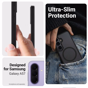 Crong Hybrid Matte Magnetic MagSafe dėklas, skirtas Samsung Galaxy A57, juodas