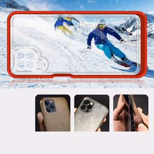 Skaidrus 3in1 dėklas telefonui Samsung Galaxy A22 4G rėmelis gelis raudonas