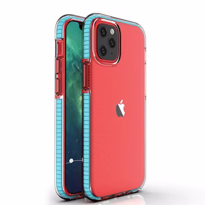 Spring Case skaidrus TPU gelio apsauginis dėklas su spalvotu rėmeliu iPhone 13 Pro šviesiai mėlynas