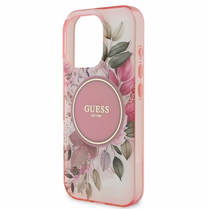 Guess IML Gėlių ir Tonalinių Ratų Magnetinis dėklas iPhone 16 Pro Max - rožinis