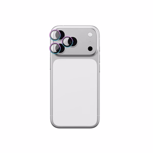 AmazingThing Objektyvo Stiklas iPhone 17 Pro / Pro Max su Vaivorykštiniu Aliuminio Rėmu