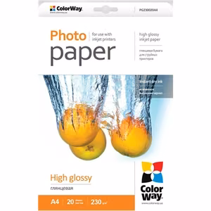 ColorWay PG230020A4 – glossy photo paper, 230 g/m², A4, 20 sheets