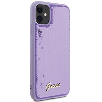 Guess Sequin Script Metal dėklas telefonui iPhone 11 / Xr - violetinis