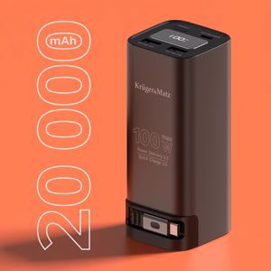 Kruger&Matz ličio jonų išorinė baterija su QC ir PD, 20000 mAh, 100 W
