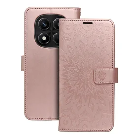 MEZZO knygos tipo dėklas telefonui XIAOMI Redmi Note 14 PRO 4G su mandala, rožinio aukso spalvos