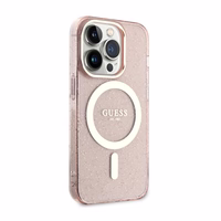 Guess GUHMP14XHCMCGP iPhone 14 Pro Max 6.7" rožinis kietas dėklas Glitter Gold Magnetinis