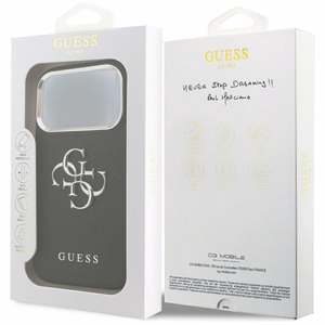 Guess Grained Big 4G Classic Logo dėklas telefonui iPhone 17 Pro - juodas