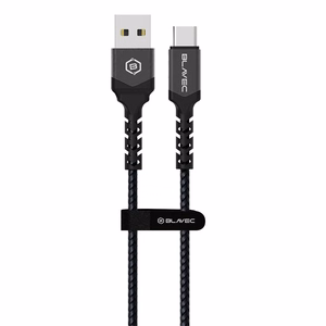 Blavec kabelis Raptor pintas - USB į Type C - 2A 3 metrai Apple CarPlay/Android Auto (CRA-UC2BG30) juodas-pilkas