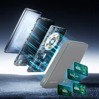 Blavec Išorinė baterija 10000mAh BJ-04 Plona 13,5mm - Type C - 22,5W magnetinė Magsafe 3 in 1 (PBBJ04-MC10G) pilka stiklas