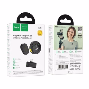 Belaidis mikrofonas USB C Hoco L21 juodas