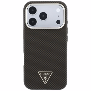 Guess Kevlar Triangle Logo MagSafe dėklas, skirtas iPhone 17 Pro / 18 Pro – spalva: ruda