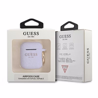 Guess GUA2SGGEU AirPods dėklas violetinė/violetinė Silikonas Blizgučiai