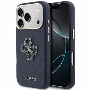 Guess FW dėklas su dervos logotipu iPhone 17 Pro Max - mėlynas