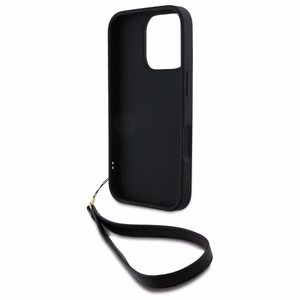 DKNY Wrist Strap Stock Logo dėklas telefonui iPhone 16 Pro - juodas