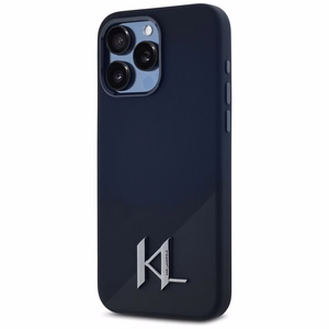 Karl Lagerfeld Silikoninis Shadow Metal Initial Magnetinis dėklas telefonui iPhone 15 Pro juodas