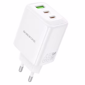 Borofone sieninis įkroviklis BN32 Cargador GaN - USB + 2xType C - QC 3.0 PD 65W baltas