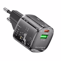 Borofone Įkroviklis BN17 Sunlight - USB + Type C - QC 3.0 PD 20W 3A juodas