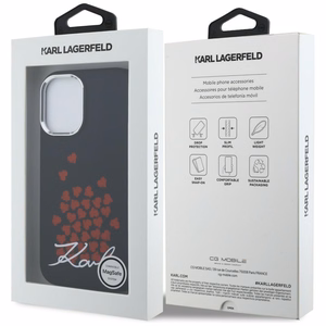 Karl Lagerfeld silikoninis dėklas su širdies logotipu MagSafe iPhone 16 - juodas