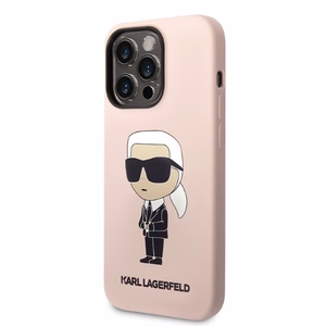 Karl Lagerfeld Silikoninis Ikonik Magnetinis dėklas iPhone 14 Pro Max - rožinis