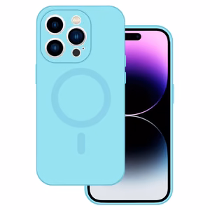 TEL PROTECT magnetinis silikoninis dėklas telefonui Iphone 14 šviesiai mėlynas