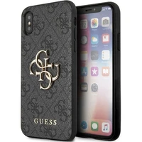Guess 4G didelis metalinis logotipas dėklas telefonui iPhone X/XS - pilka