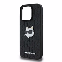 Karl Lagerfeld Monogram Choupette Head Pin dėklas telefonui iPhone 16 Pro - juodas