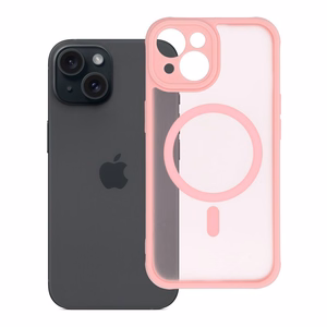 Itin matinis MAG COVER dėklas telefonui su MagSafe skirtas IPHONE 15 – šviesiai rožinis