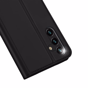Dux Ducis Skin Pro Dėklas telefonui Samsung Galaxy A14 4G / 5G su atverčiamu kortelių dėklu ir stovu Juodas