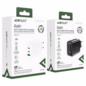 Įkroviklis Acefast A41 65W GaN 2xUSB-C/USB-A juodas