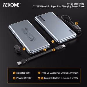 Išorinė baterija WK Design „WP-60“ mėlyna 5000mAh (22.5W)