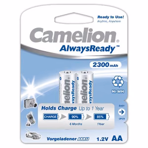 Camelion AA/HR6 2300 mAh AlwaysReady Rechargeable Batteries Ni-MH 2 pc(s)