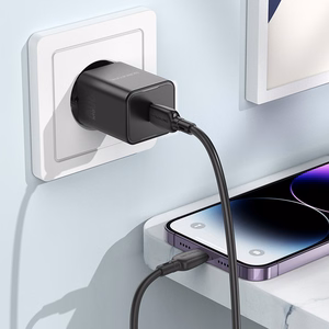 Borofone Sieninis įkroviklis BN13 Safety GaN - Type C - PD 30W su Type C į Lightning kabeliu juodas