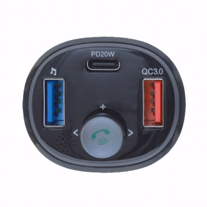 ART FM transmiteris bluetooth 5.0 + USB A QC3.0 + Typ C (iš viso 30W) FM-73 juodas