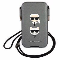 Karl Lagerfeld Saffiano Ikonik Karl&Choupette Head 6.1'' Rankinė - pilka