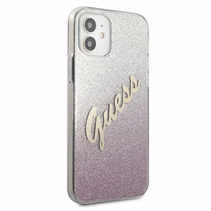 Guess GUHCP12SPCUGLSPI iPhone 12 mini 5.4" rožinis/rožinis kietas dėklas Glitter Gradient Script
