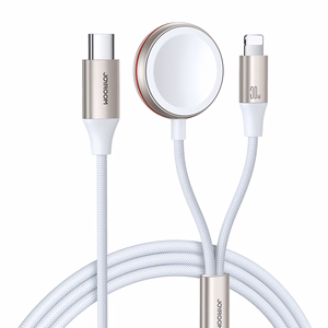 Greito įkrovimo magnetinis 2‑in‑1 įkroviklis Joyroom S-IW012 30W 1.5m (baltas)