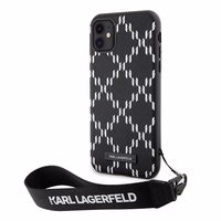 Karl Lagerfeld KLHCN61SAKLMBSK iPhone 11 / Xr 6.1" juodas kietas dėklas Monograma Losange Saffiano