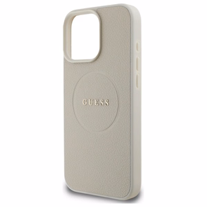Guess grūdėtas auksinio žiedo magnetinis dėklas telefonui iPhone 16 Pro Max - smėlinė