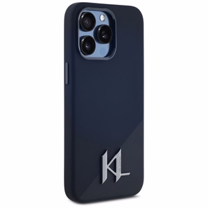 Karl Lagerfeld Silikoninis Shadow Metal Initial Magnetinis dėklas telefonui iPhone 15 Pro Max juodas