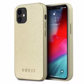 Guess GUHCP12SIGLGO iPhone 12 mini 5.4" auksinis/auksinis kietas dėklas Iridescent
