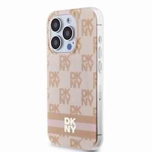 DKNY IML languoto mono rašto ir spausdintų juostų magnetinis dėklas telefonui iPhone 15 Pro – rožinis