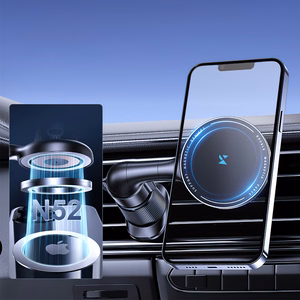 Wozinsky WCT5-6S4Y Car Holder with Qi/MagSafe 15W Inductive Charger for Air Vent - Black