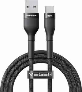 Kabelis USB A į Type C VEGER PD 11V 6A 66W AC04 1,2 m juodas