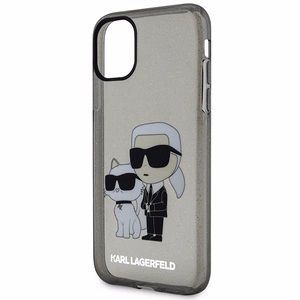 Karl Lagerfeld KLHCN61HNKCTGK iPhone 11 / Xr 6.1" juodas/juodas kietas dėklas Blizgučiai Karl&Choupette