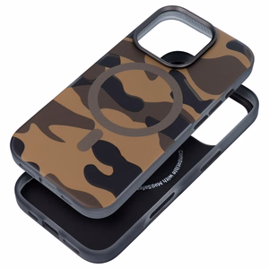 Dėklas telefonui FORCELL F-PROTECT su dviejų sluoksnių 4D technologija, militarinio kritimo testo suderinamas IPHONE 16 desertinis kamufliažas